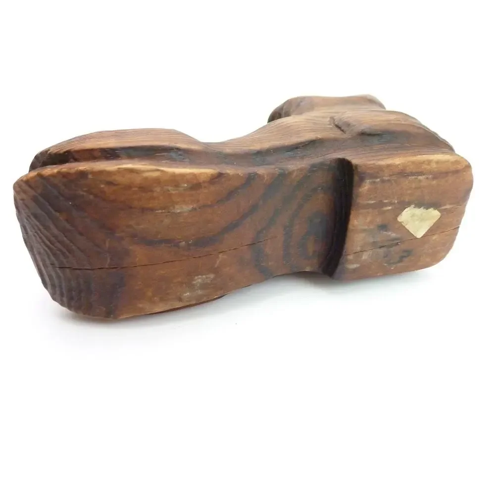 Vintage Handcrafted Wood Shoe/Boot Holds Glass Votive Candle